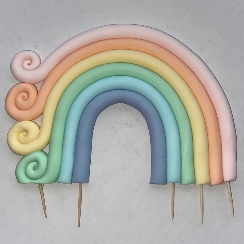 Pastel Rainbow Cake Topper